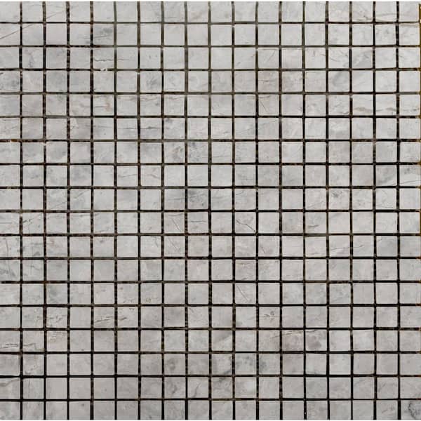 Emser Silver 12 in. x 12 in. x 9.5 mm Marble Mesh-Mounted Mosaic Floor and Wall Tile (1 sq. ft.)