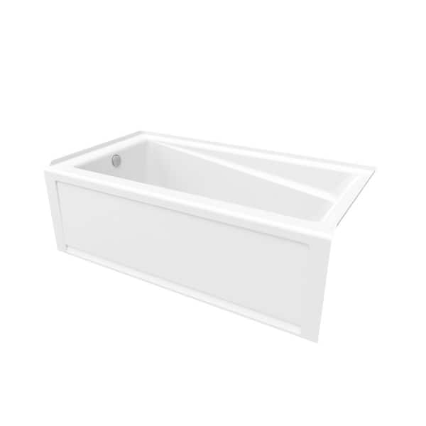 New Town 60 in. x 30 in. Acrylic Right Drain Rectangular Alcove Soaking Bathtub in White