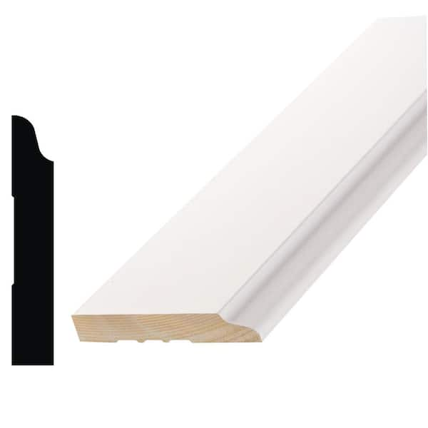 WM 662 9/16 in. x 3-1/2 in. Primed Pine Wood Finger-Jointed Baseboard ...