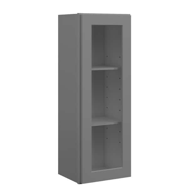Hausvita 15 in. W x 12 in. D x 42 in. H in Shaker Grey Plywood Ready to Assemble Wall Cabinets with Shelf without Glass