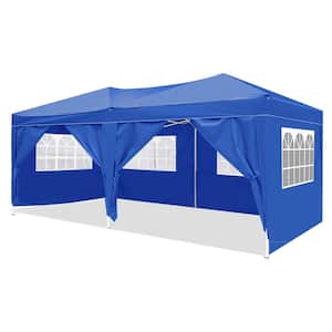 Anky 10 ft. x 20 ft. Blue EZ Pop Up Canopy Outdoor Portable Party Folding Tent with 6-Removable Sidewalls