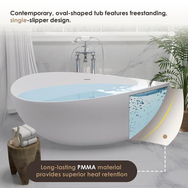 Altair Vespa 63 in. x 39 in. Soaking Bathtub with Center Drain in