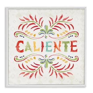 Caliente with Pattern by Dina June White Framed Typography Giclee Art Print 12 in. x 12 in.