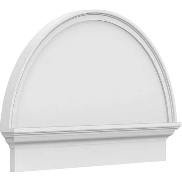 Ekena Millwork 2-3/4 in. x 32 in. x 22-3/4 in. Half Round Smooth Architectural Grade PVC Combination Pediment Moulding
