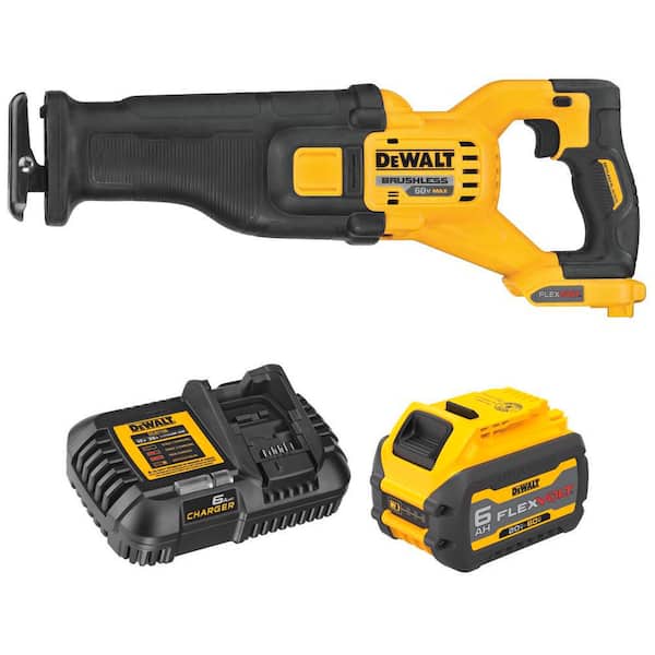 FLEXVOLT 60V MAX Lithium-Ion Cordless Brushless Reciprocating Saw with FLEXVOLT 6. 0Ah Battery and 6 Amp Output Charger