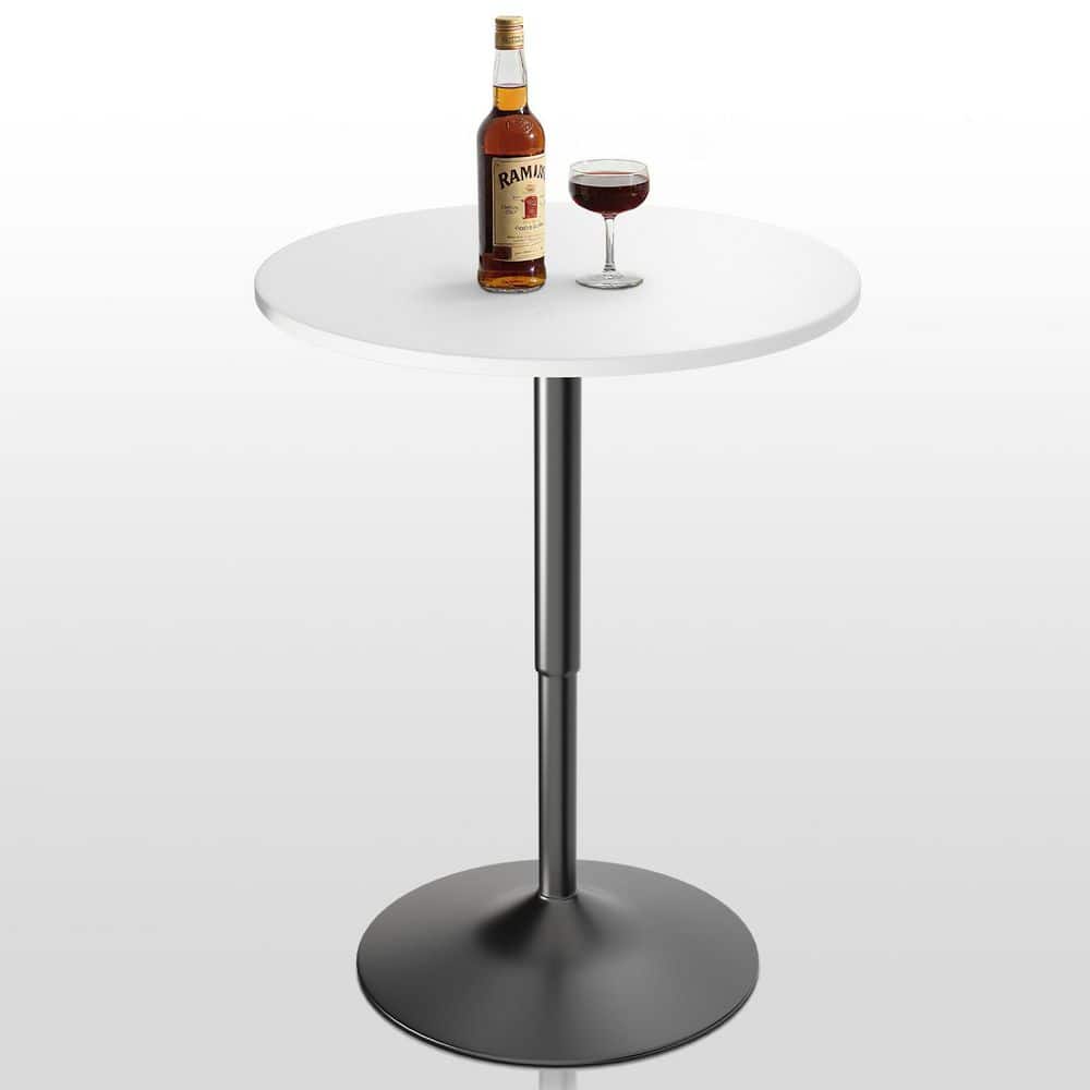 White Round Wood Bar Height Outdoor Bistro Table with Adjustable Black Stand (Dia. 23.5 in. ) price history on PriceWatchPro