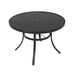41.93 in. D Cast Aluminum Round Outdoor Side Table Patio Bistro Dining Table with Umbrella Hole