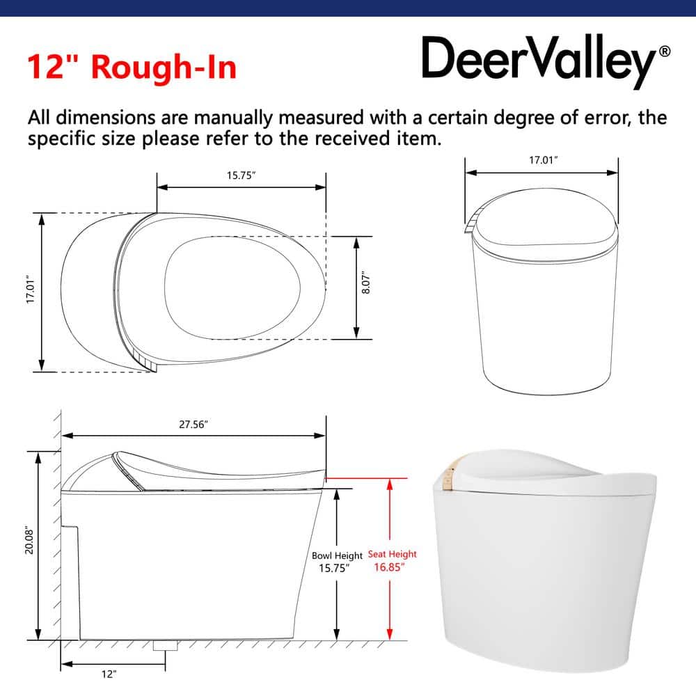 White Elongated Free Standing High Efficiency Smart Toilet