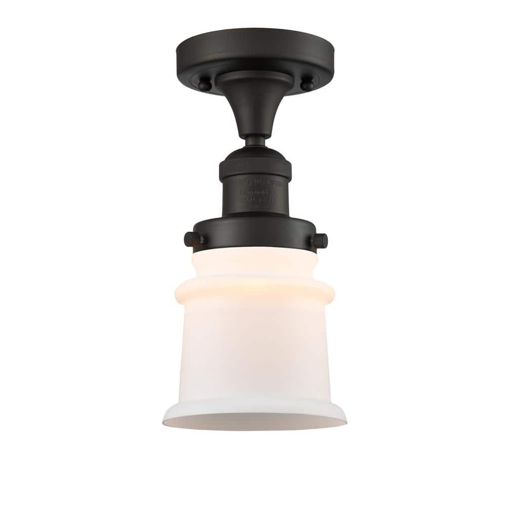 Innovations Canton 6 in. 1-Light Oil Rubbed Bronze Semi-Flush Mount with Matte White Glass Shade -  517-1CH-OB-G181