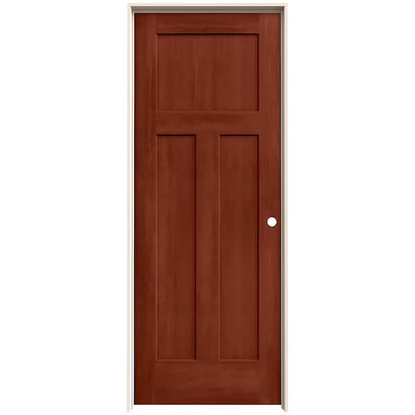 JELD-WEN 24 in. x 80 in. Craftsman Amaretto Stain Left-Hand Solid Core Molded Composite MDF Single Prehung Interior Door