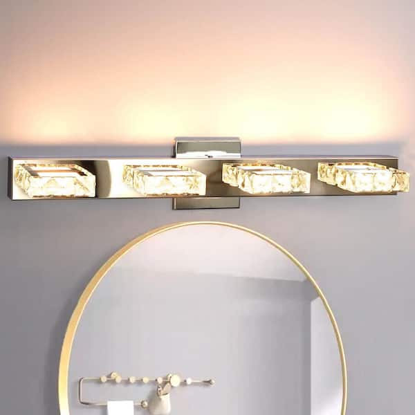 Kastle 24 in. Integrated LED Crystal Chrome Bathroom Vanity Light Fixture