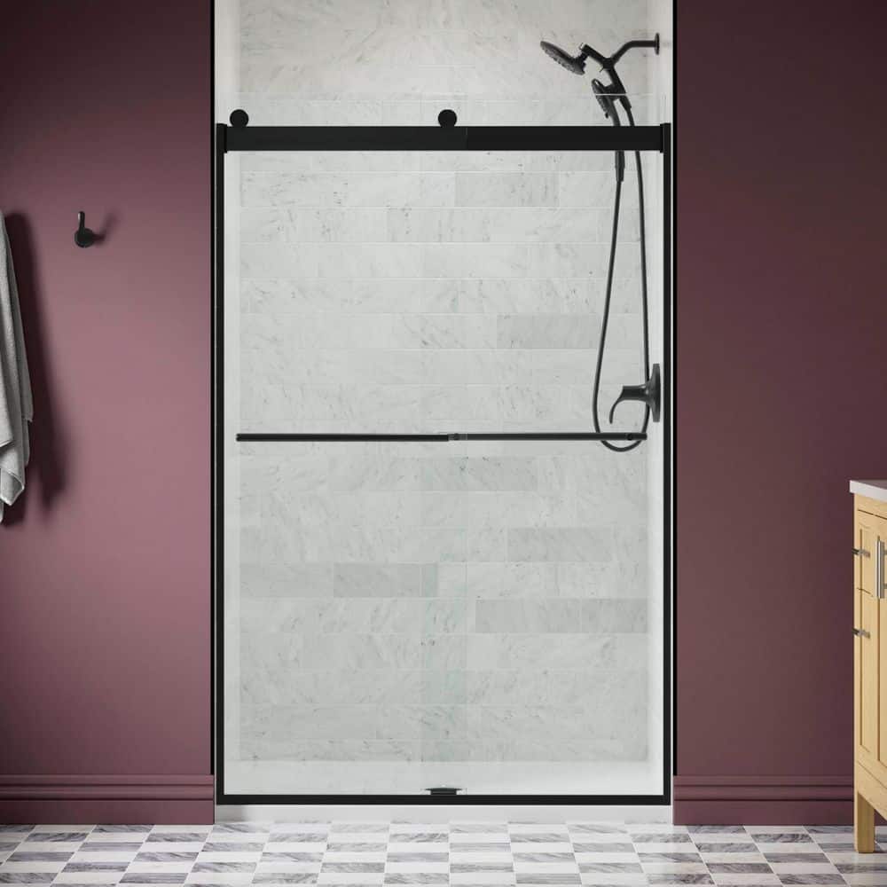 Claro 45-48 in. W x 74 in. H Frameless Sliding Shower Door in Matte Black with 1/4 in. Thick Crystal Clear Glass price history on PriceWatchPro
