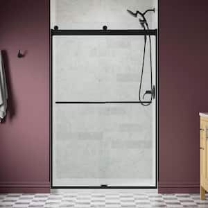 Claro 45-48 in. W x 74 in. H  Frameless Sliding Shower Door in Matte Black with 1/4 in. Thick Crystal Clear Glass