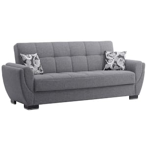 Basics Air Collection Convertible 87 in. Grey Polyester 3-Seater Twing Sleeper Sofa Bed with Storage