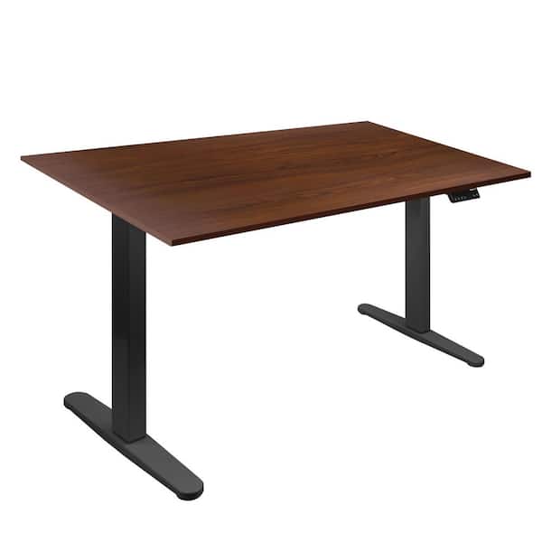 55 in. Rectangular Hazelnut Tabletop Dual Motor Electric Standing Desk with Black Base