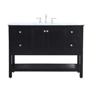 Timeless Home 48 in. W x 22 in. D x 33.75 in. H Single Bathroom Vanity in Black with White Marble and White Basin