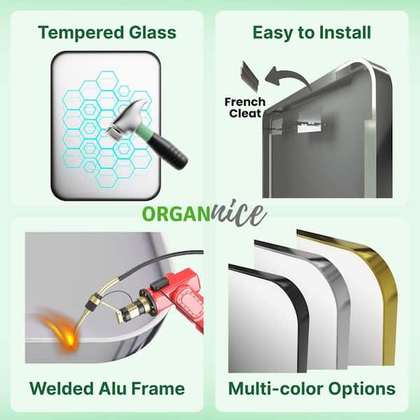 36 in. W x 36 in. H Rectangular Aluminum Framed Wall Bathroom Vanity Wall Mount Mirror in Silver