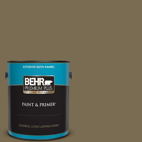 BEHR PREMIUM PLUS 1 gal. #750D-6 Lemon Pepper Satin Enamel Exterior Paint & Primer