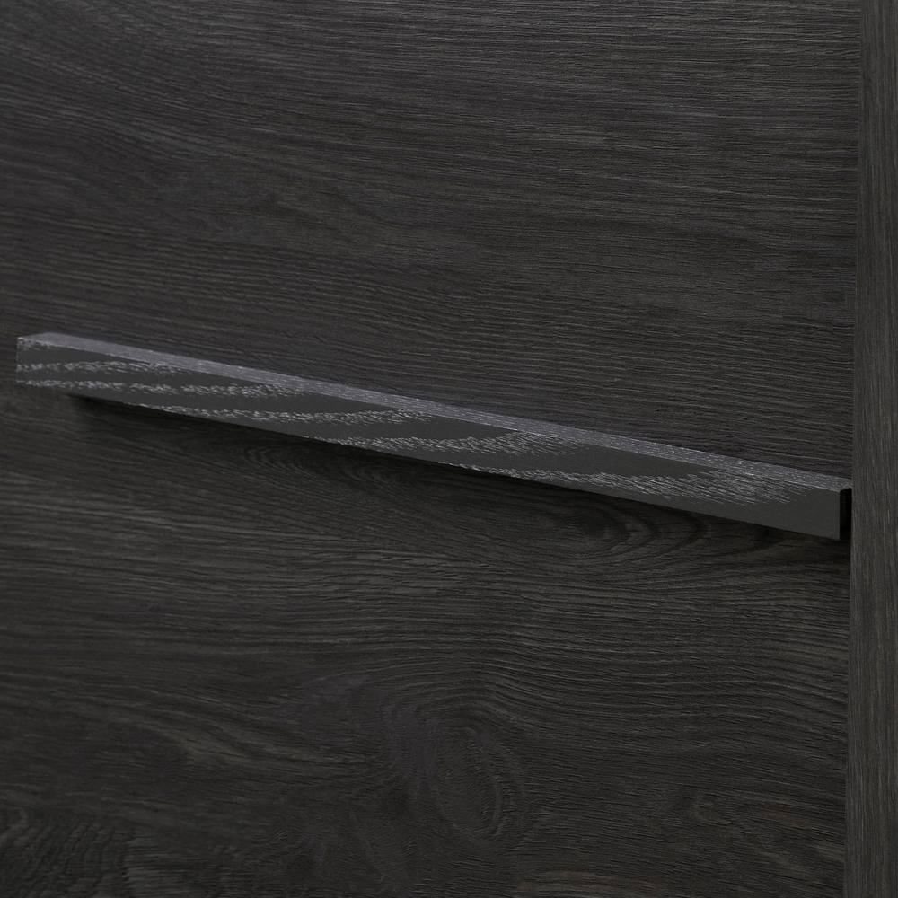 Urban Modern Gray Oak 2-Drawer Nightstand with Matte Black Handles