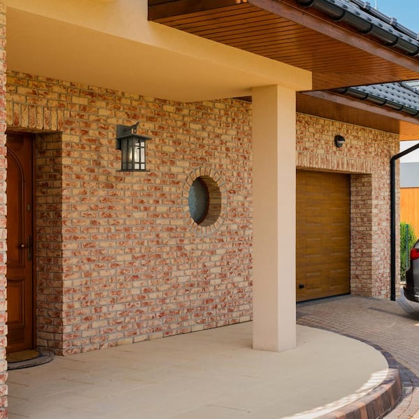 Arlington Creek 8.62 in. W x 15.75 in. H 1- Light Matte Bronze Outdoor Wall Lantern Sconce Clear Seedy Glass Panels