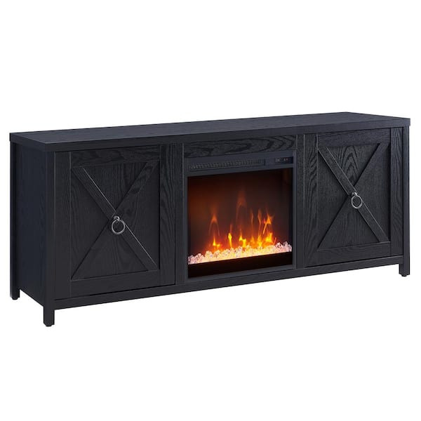 Meyer&Cross Granger 58 in. Black TV Stand Fits TV's up to 65 in. with Crystal Fireplace Insert