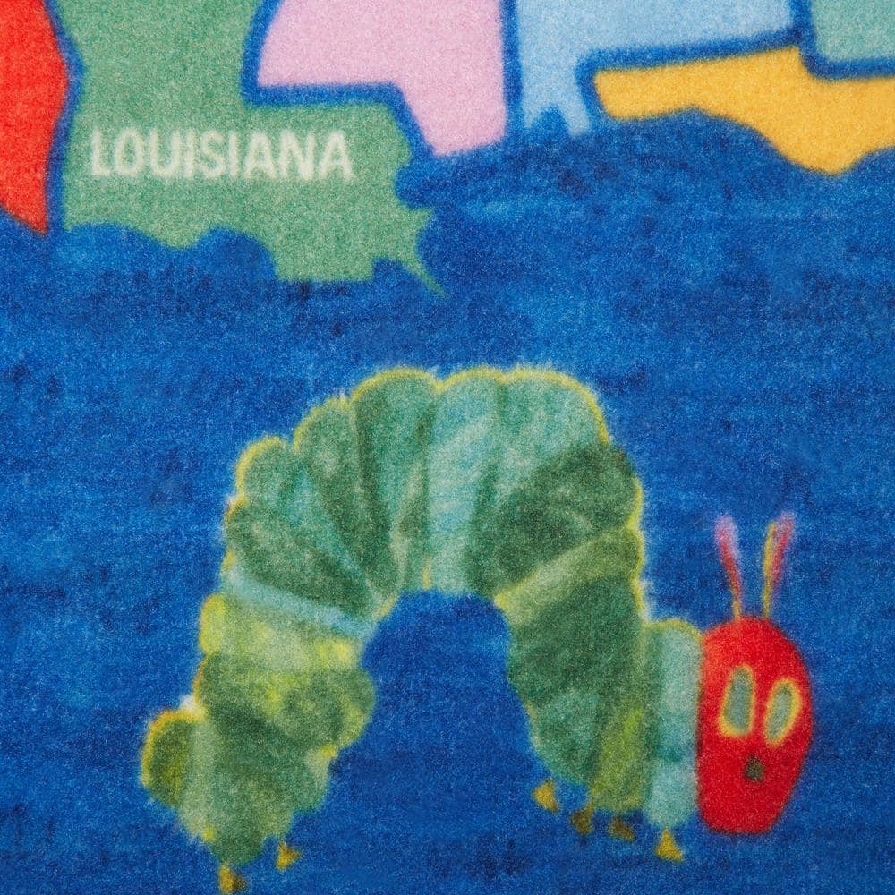 Eric Carle Blue USA Map Kids Washable Area Rug