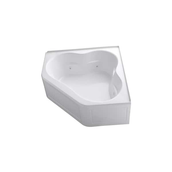 KOHLER Tercet 5 ft. Acrylic Center Drain Neo-Angle Straight Corner Alcove Whirlpool Bathtub in White