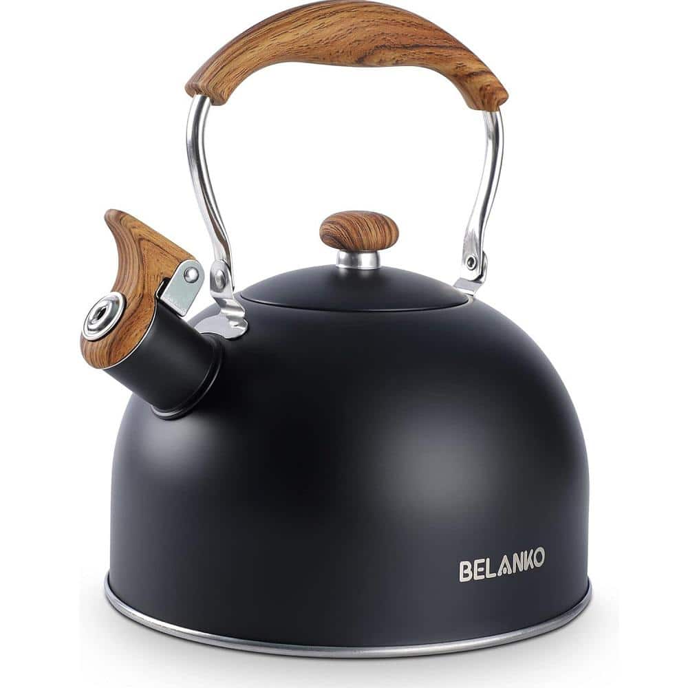 Whistling Tea Pot for Stove Top, Food Grade Stainless Steel, Wood Pattern, 