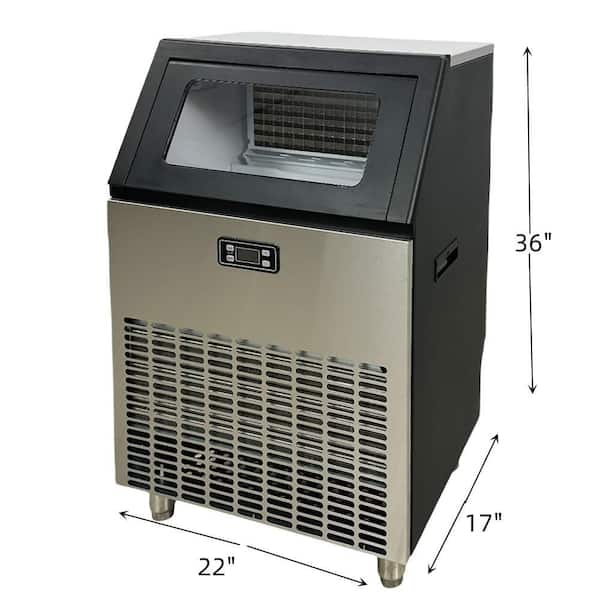 22 in. W 198 lbs. Freestanding Air Cooled Commercial Ice-Maker with Bin in Black