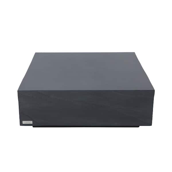 Sol Living Elementi Colorado 14 in. Slate Black Square Concrete Outdoor Coffee Table