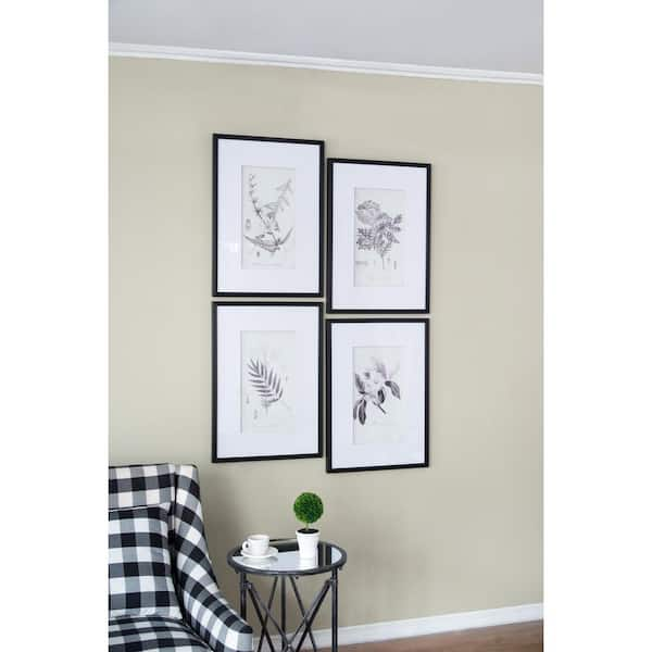 Set of 4 Plastic Framed Home Botanical Wall Art Prints, Home Decor