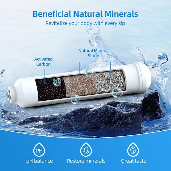 Alkaline Remineralization Water Filter Cartridge Replacement for Reverse Osmosis System, 1/4 in. Quick Connect