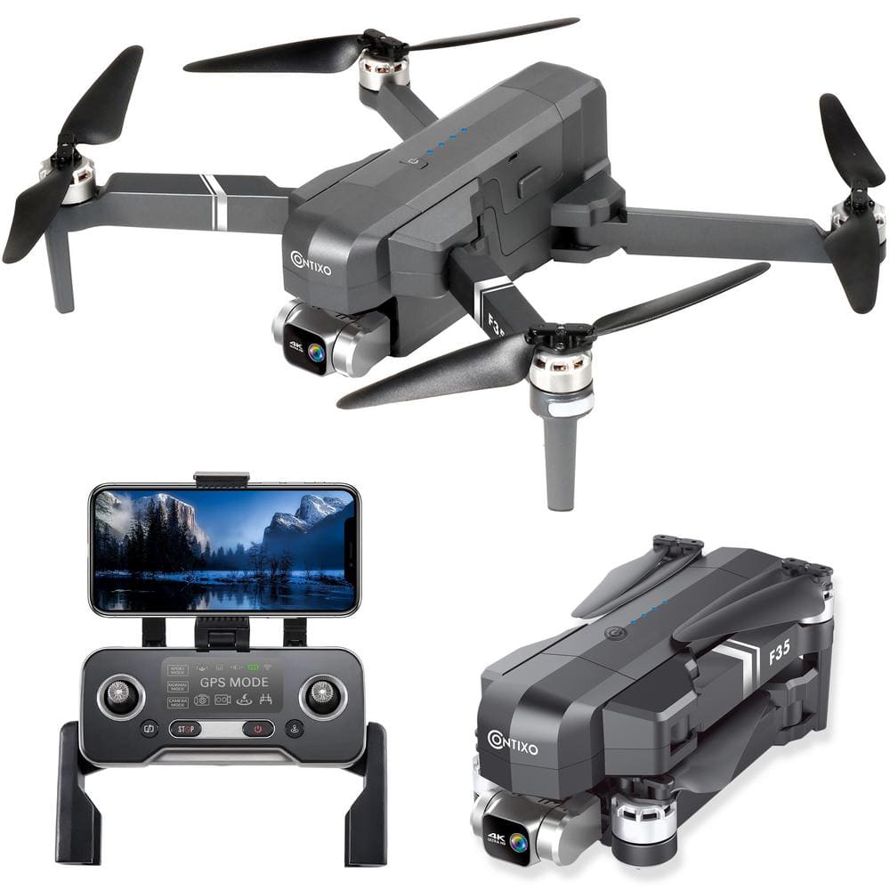 CONTIXO F35 GPS Drone with 4K UHD 2-Axis Self Stabilizing Gimbal 5G Wi-Fi FPV RC Quadcopter Brushless Drone F35 - The Home Depot