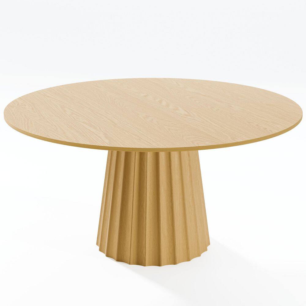7 Piece Modern Round Natural Wood Top 60 in. Pedestal Base Dining Table Set Seats 6 price history on PriceWatchPro