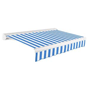 10 ft. Key West Right Motor Retractable Awning with Cassette (96 in. Projection) in Bright Blue/White