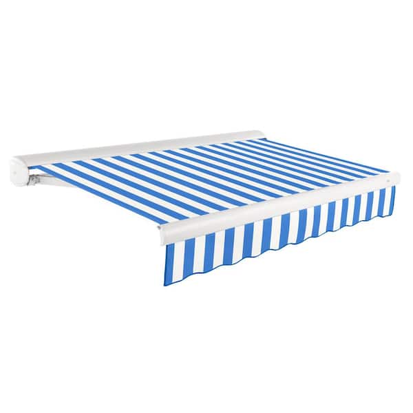 AWNTECH 12 ft. Key West Retractable Awning with Cassette (120 in. Projection) in Bright Blue/White