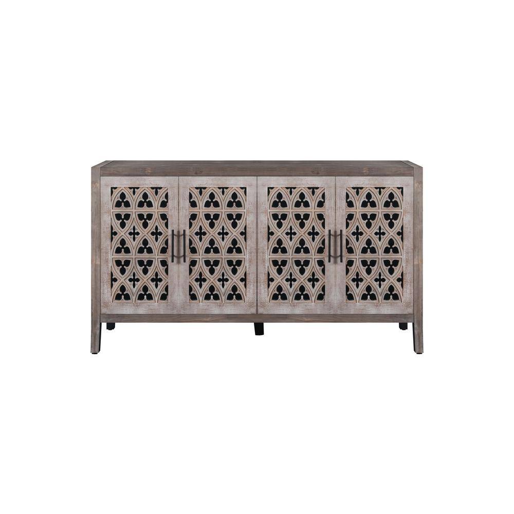 59.8 in. W x 15.7 in. D x 33.9 in. H Antique Brown Country Style Linen Cabinet with 4 Door price history on PriceWatchPro