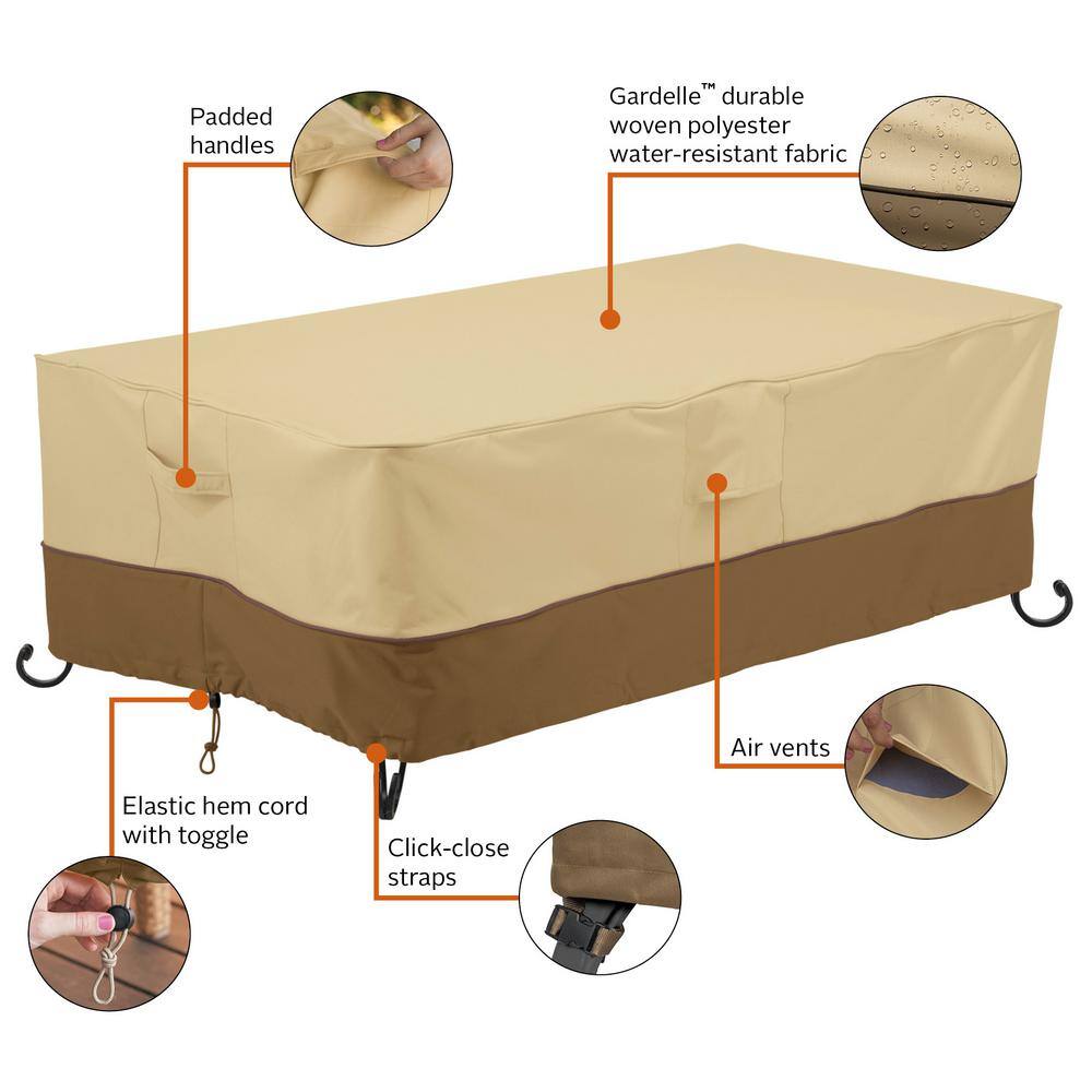 Veranda Beige and Brown Polyester Fire Pit Table Cover