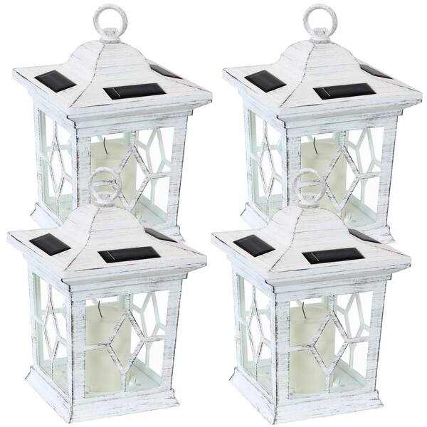 4-Pack Hanging Solar LED Light Candle Lantern 9 Lucien White