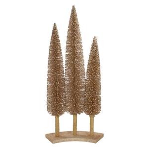 25 in. Rose Gold Sisal Christmas Trees Table Top Decor (Set of 3)