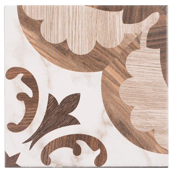 Istanelle Square 7.88 in. x 7.88 in. Matte Clarice Brown Porcelain Marble Tile Sample