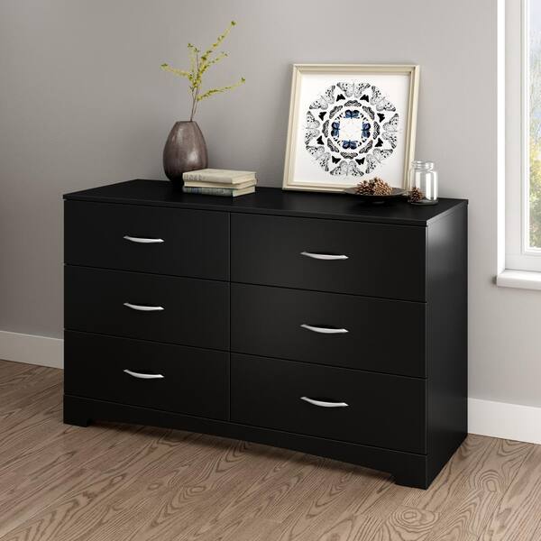 South Shore Step One 6 Drawer Pure Black Dresser 3107010 The Home Depot