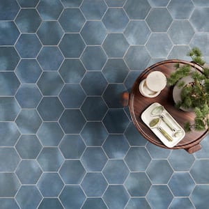 Alexandria Denim Blue Hexagon 5.5 in. x 6 in. Matte Floor and Wall Porcelain Tile (5.38 sq. ft. / Case)