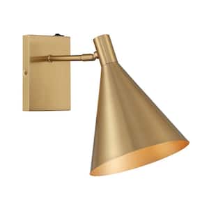 Breegan Jane Pharos 1-Light Noble Brass Adjustable Wall Sconce with Metal Shade