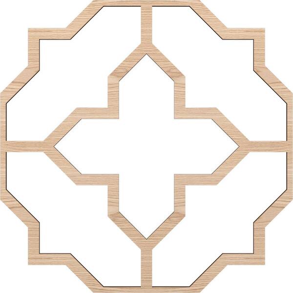 Ekena Millwork 33 in. W x 33 in. H x-3/8 in. T Small Laird Decorative Fretwork Wood Ceiling Panels, Red Oak