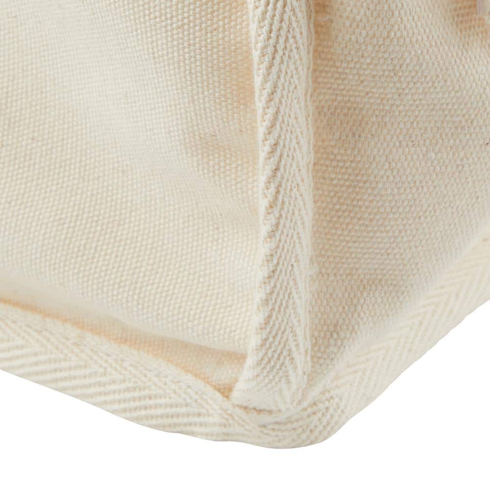 Tan Linen Closet Basket Liner with Velcro Tabs
