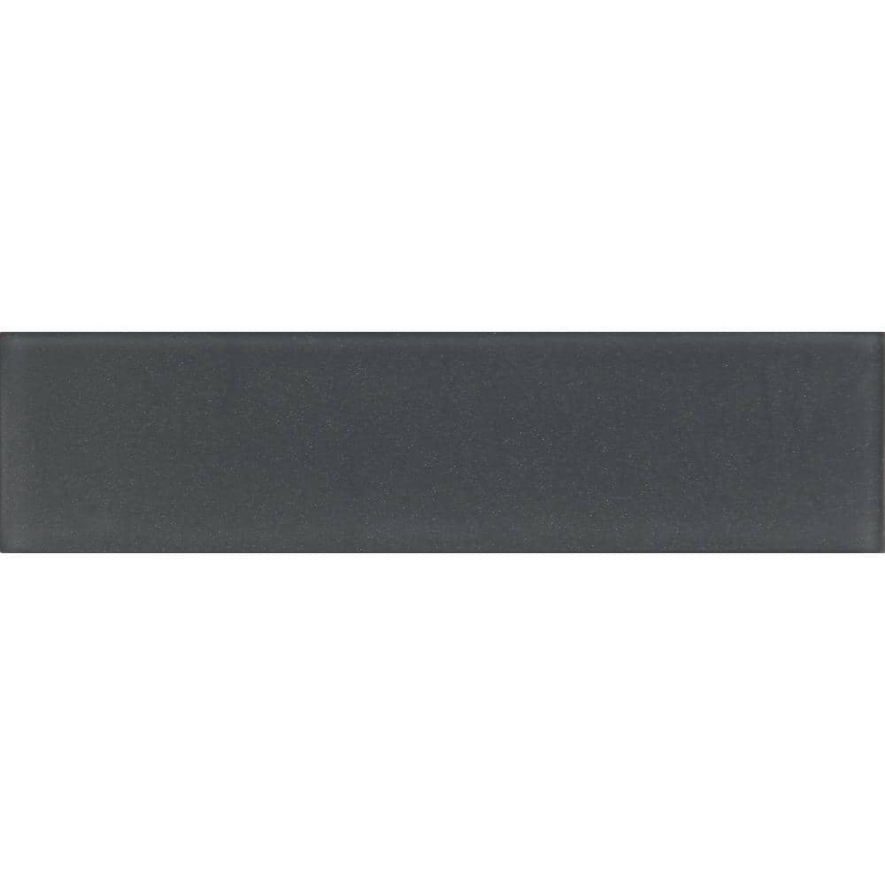 Dark Gray 3 in. x 12 in. Matte Finished Glass Mosaic Tile Sample (0.25 sq. ft./Piece) -  Apollo Tile, A88097M 3X12SMP