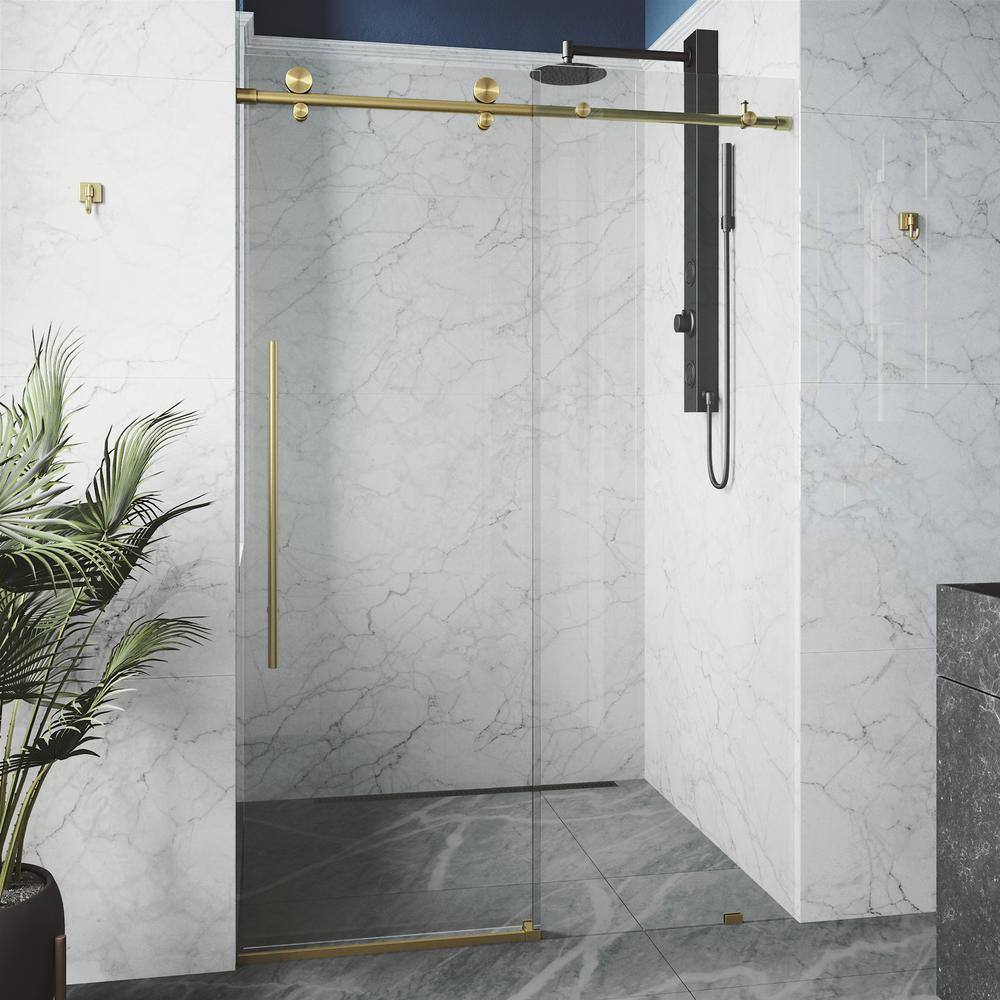 Elan E-Class 56-60" Frameless Sliding Shower Door in Matte Brushed Gold
