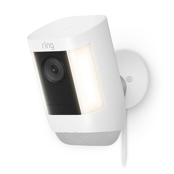 Ring Spotlight Cam Pro, Plug-In - Smart Security Video Camera with LED Lights, Dual Band Wifi, 3D Motion Detection, White
