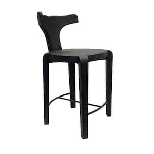 24.25 Costello Black Standard Back Wood Frame Bar Stool with Wood Seat